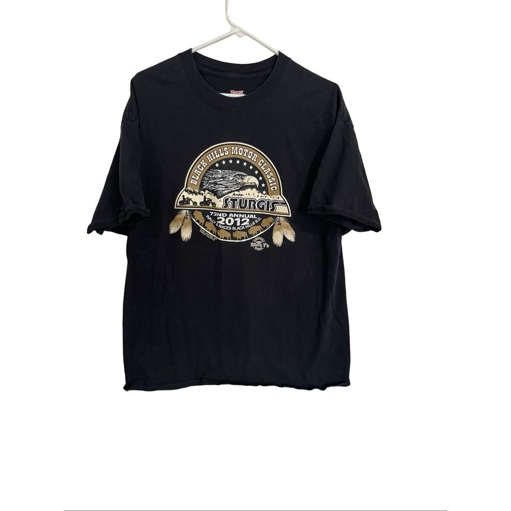 Hanes Mens Black Hills Sturgis Biker 2012 Motorcycle Rally Graphic T-Shirt XL